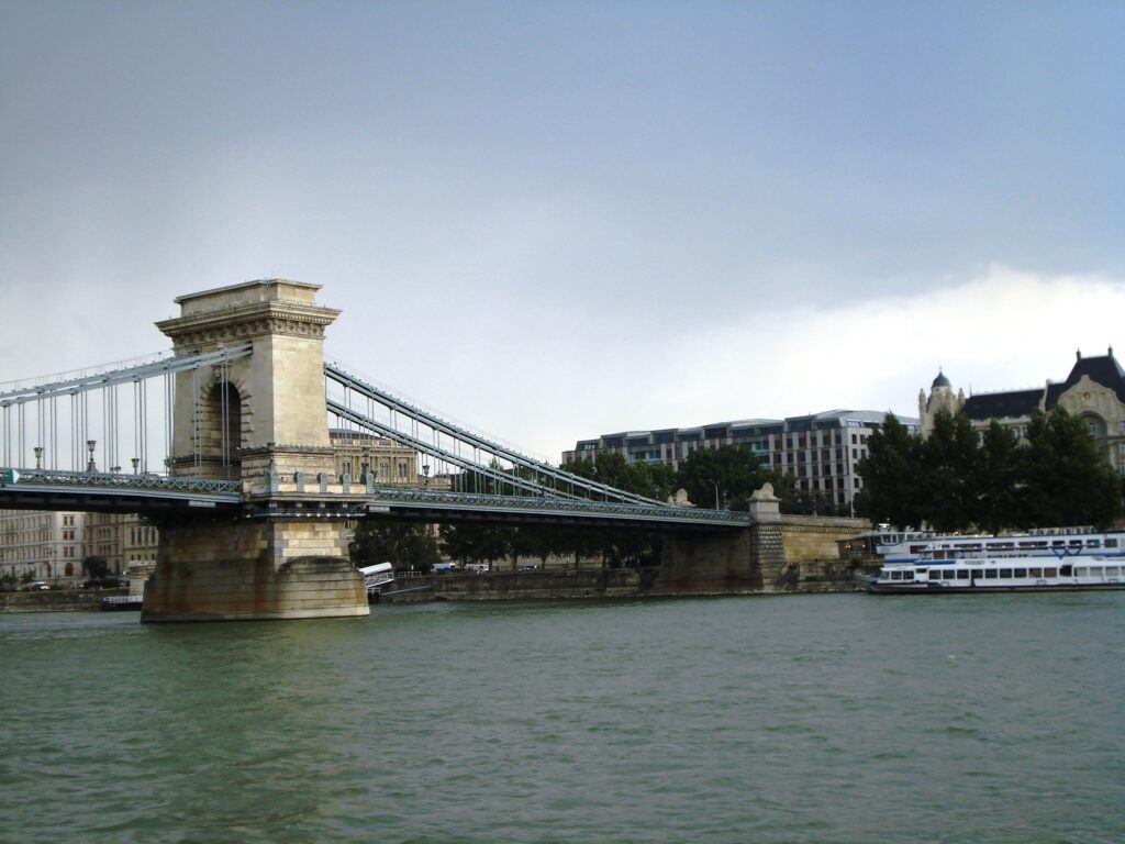 The Szechenyi Chain Bridge was the first bridge to be built over the Danube, connecting Buda and Pest. 