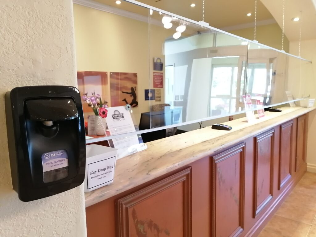 Hotels are installing plexiglass shields at the front desk as part of social distancing