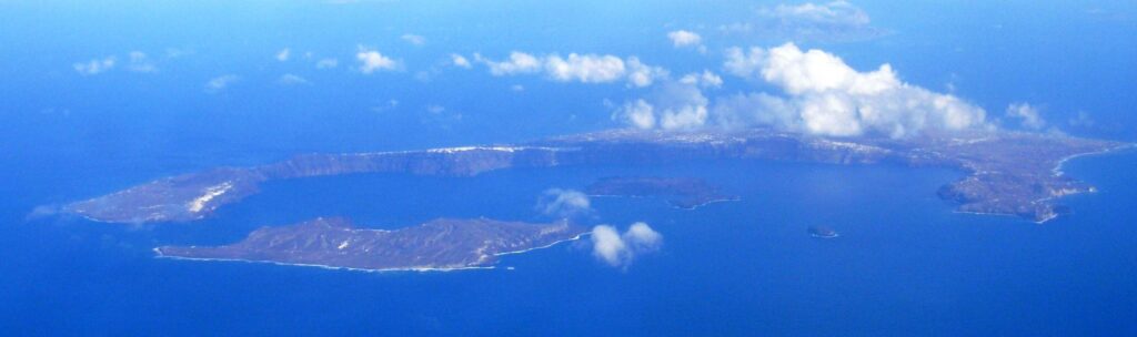The island used to be one round, crescent of an island, called Strongili.